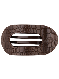 Brown Crocodile Medium Flat Round Hair Clip