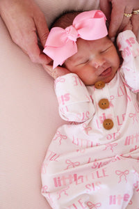 Newborn Little Sis Knot Gown & Hat Set