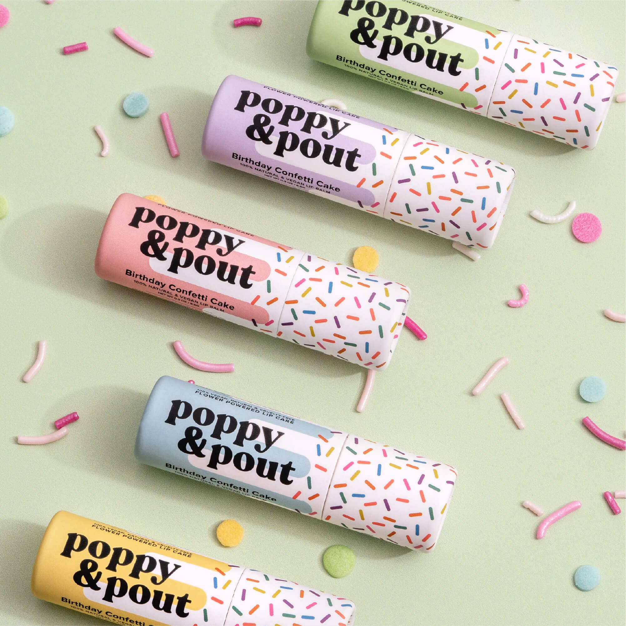 Lip Balm Birthday Confetti Cake Green