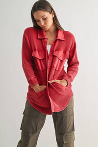 Garnet Red Waffle Jacket