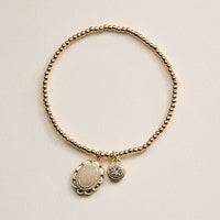 Beaded Heart Charm Stretch Bracelet
