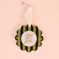 Evergreen Stripes Picture Frame Ornament