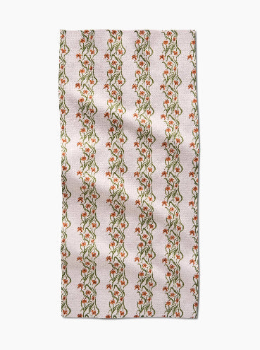 Floral Fall Stripe Bar Towel