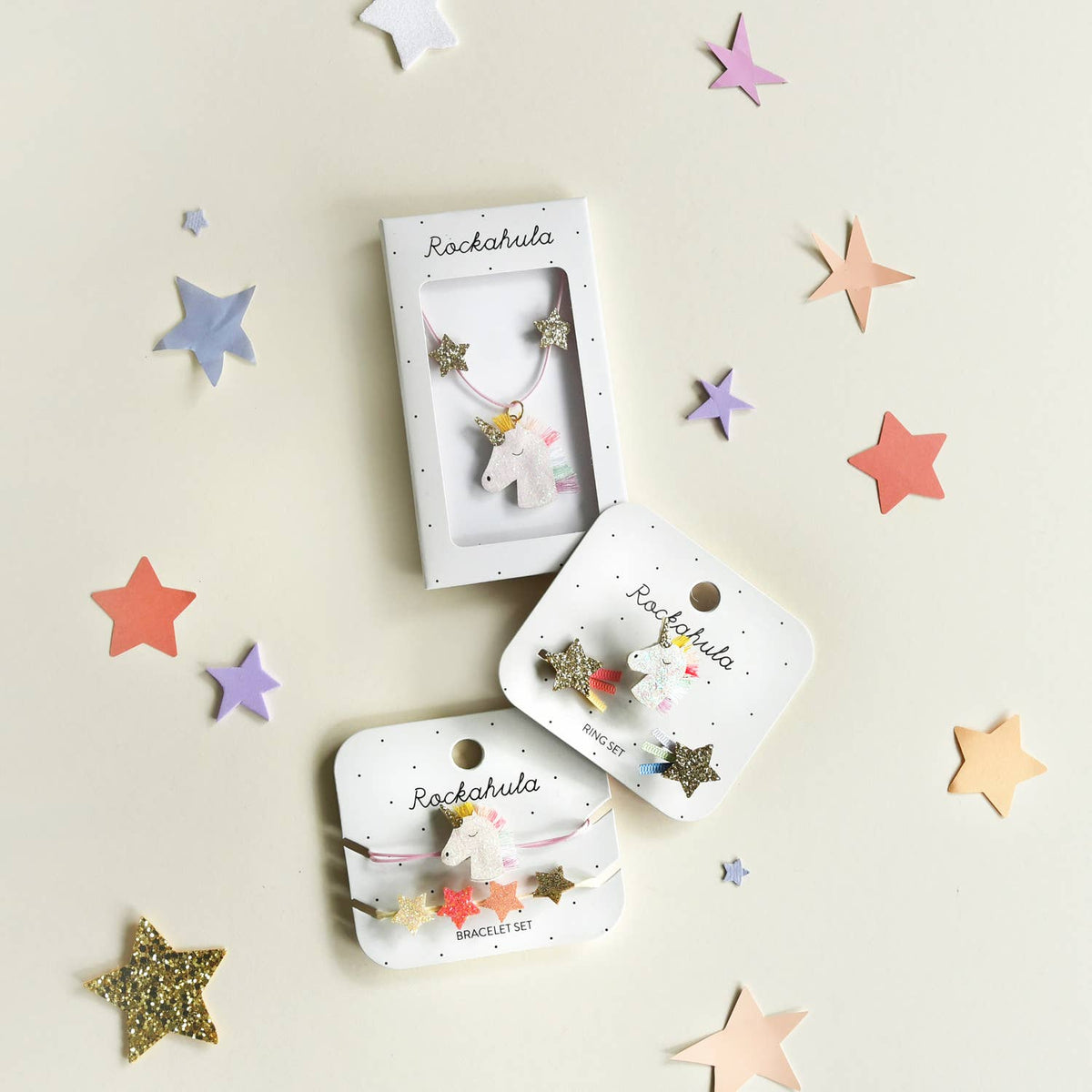 Rainbow Unicorn Ring Set