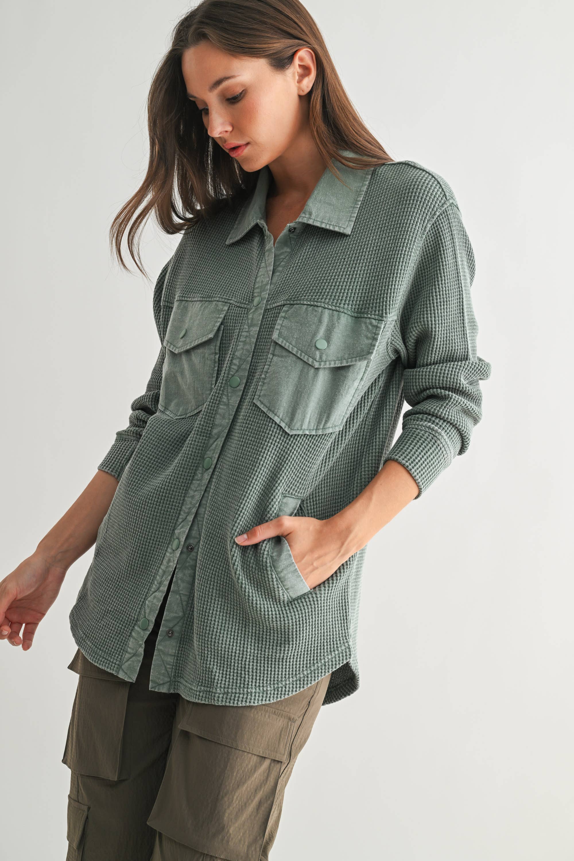 Silky Pine Waffle Jacket