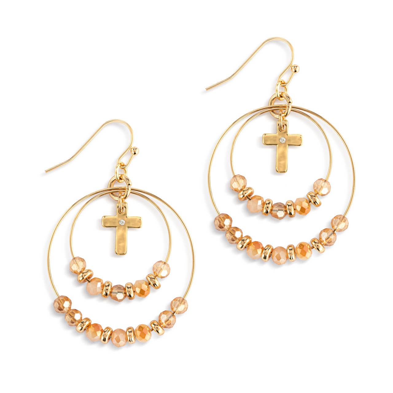 Champagne Beaded Prayer Earrings