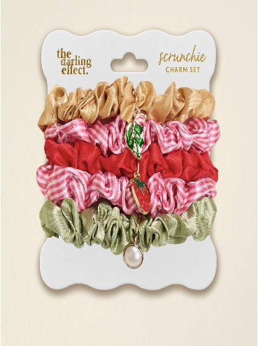 Scrunchie Charm Set-Strawberry Squeeze