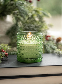 3.25" PINE GREEN DOTTED GLASS CANDLE