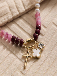 Bead Necklace with Trio Charms