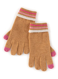 Mauve & Tan Touchscreen Gloves