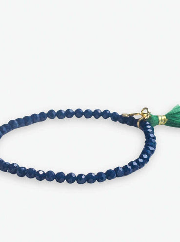 Patsy Navy Stretch Tassel Bracelet