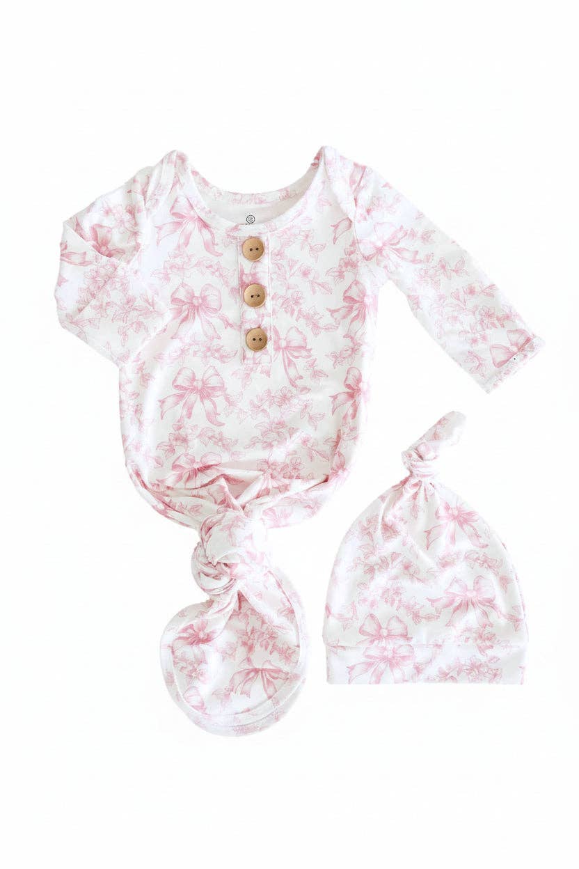 Newborn Fancy Frills Knot Gown & Hat Set