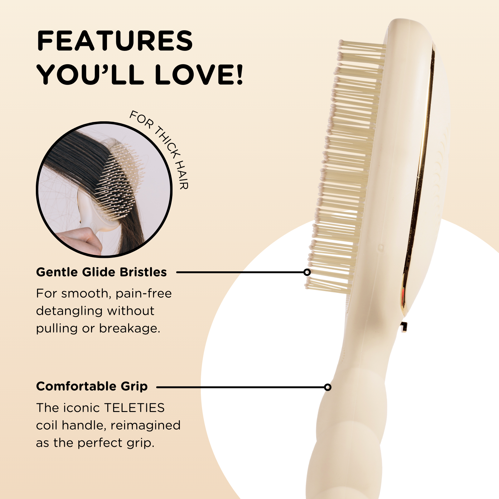 Thick Hair Detangler Brush - Tan