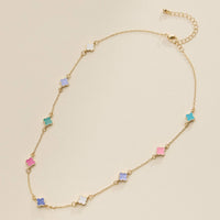 Enamel Clover Station Necklace