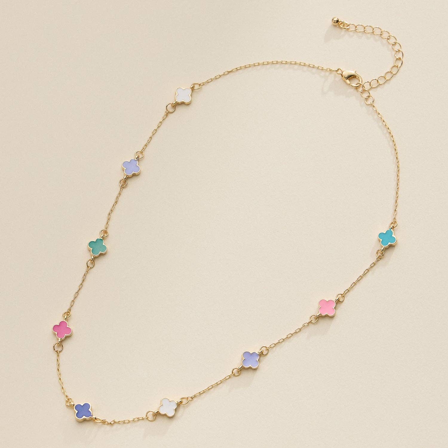 Enamel Clover Station Necklace
