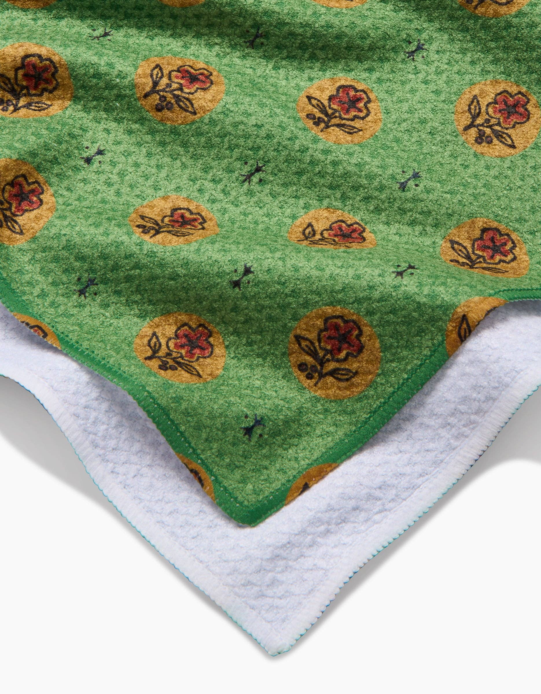 Artisanal Floral Green Tea Towel