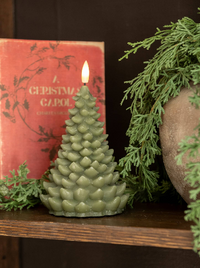 7" DARK GREEN 3D FLAME BALSAM TREE CANDLE