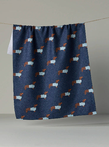 Coastal Dachshund Tea Towel