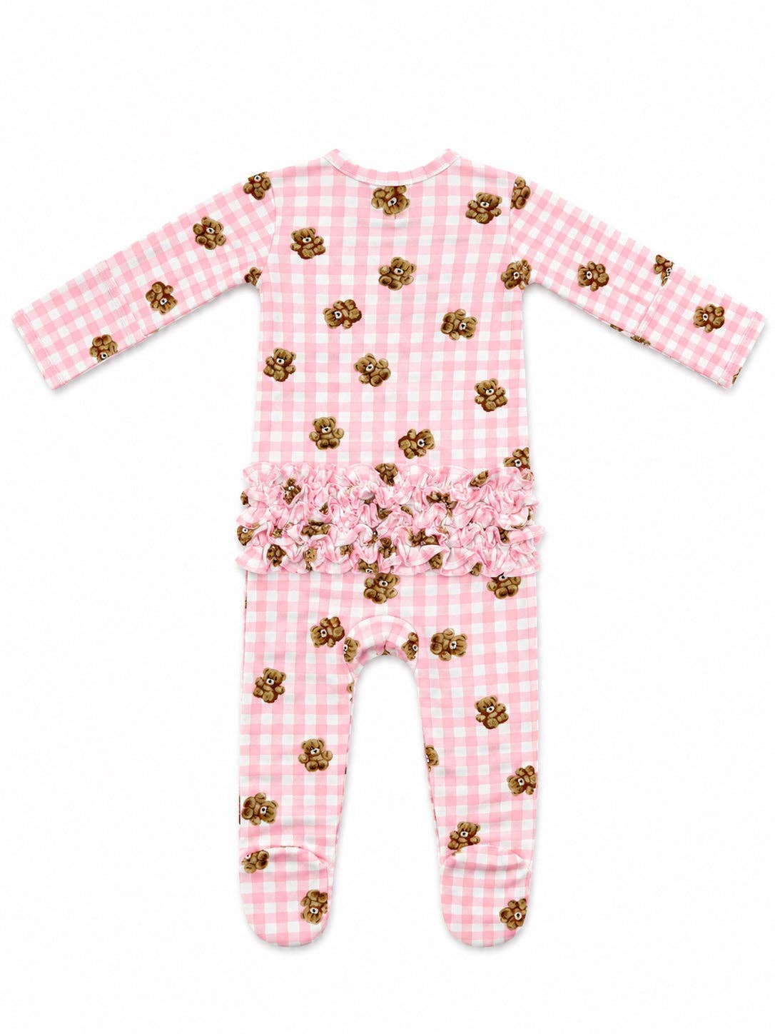 Pink Teddy 2-Way Zip Ruffle Footie