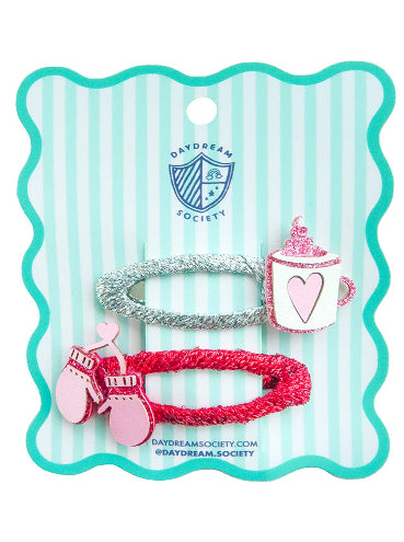 Blizzard  Mittens and Hot Cocoa Hair Clip Set