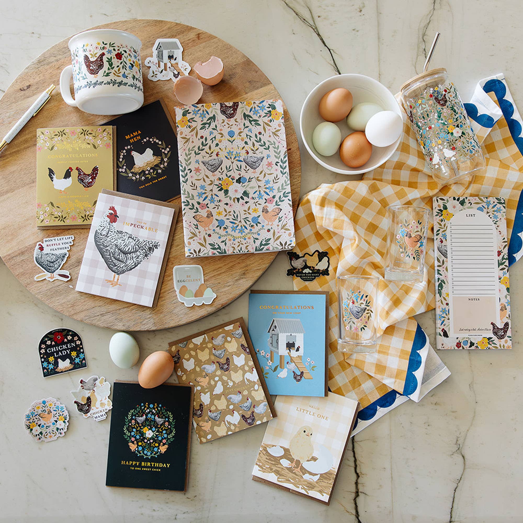 Chickens  & Flowers Stitched Notebook