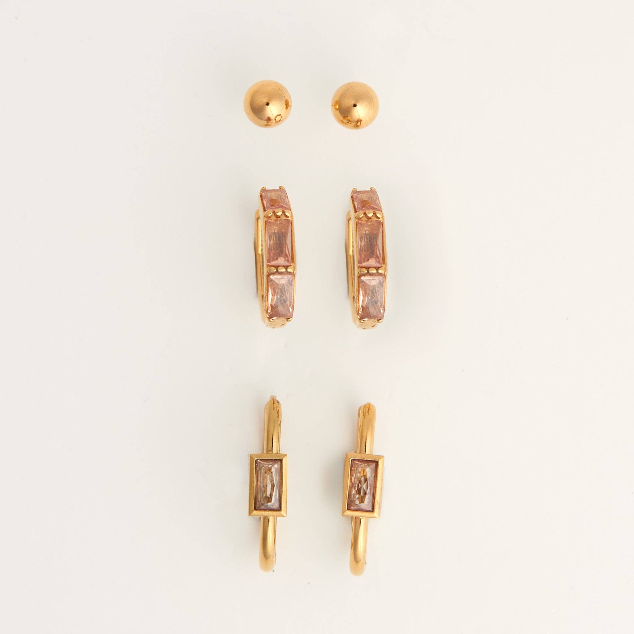 Waterproof Rectangle Hoop Earring Trio