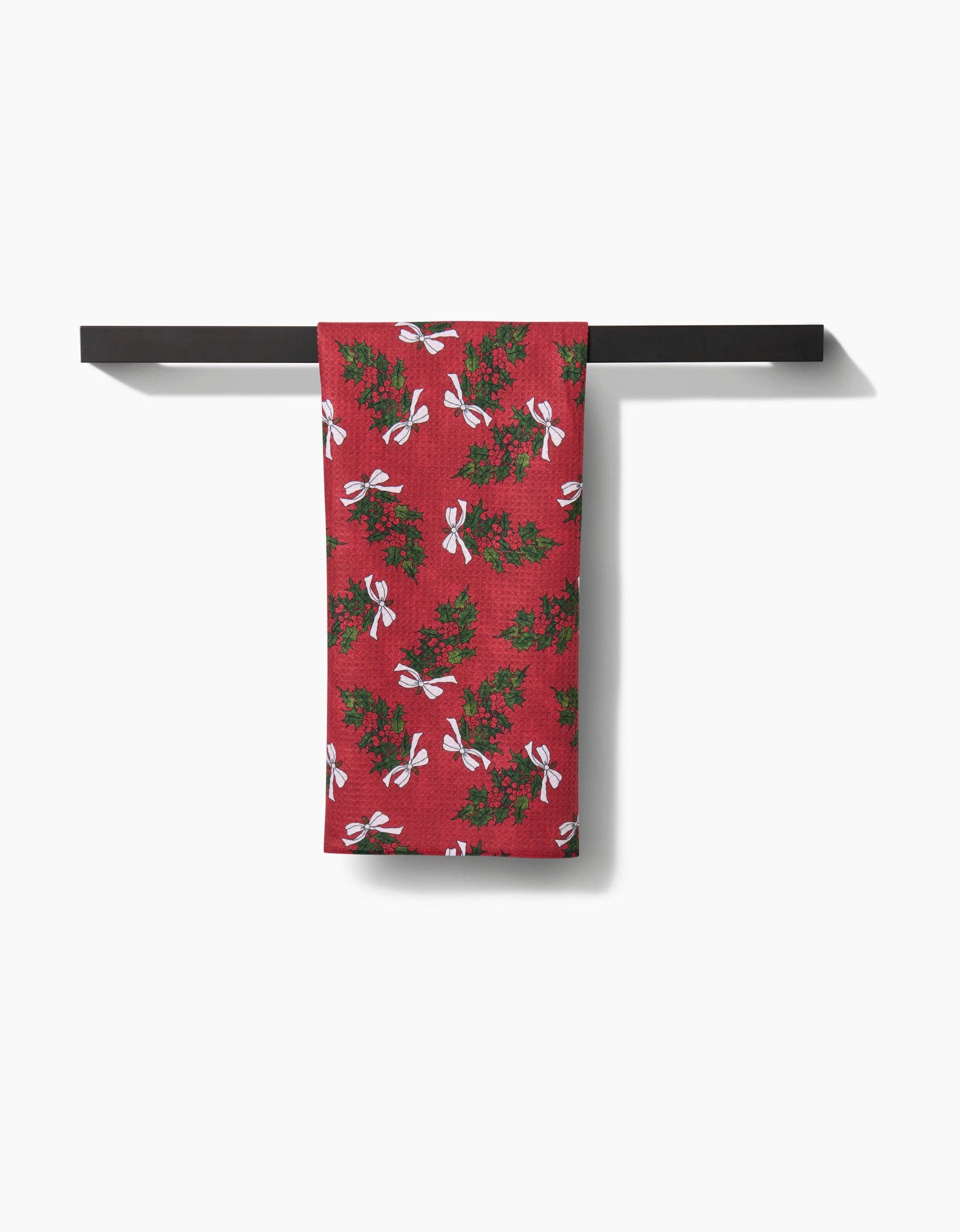 Christmas Berry Bow Tea Towel