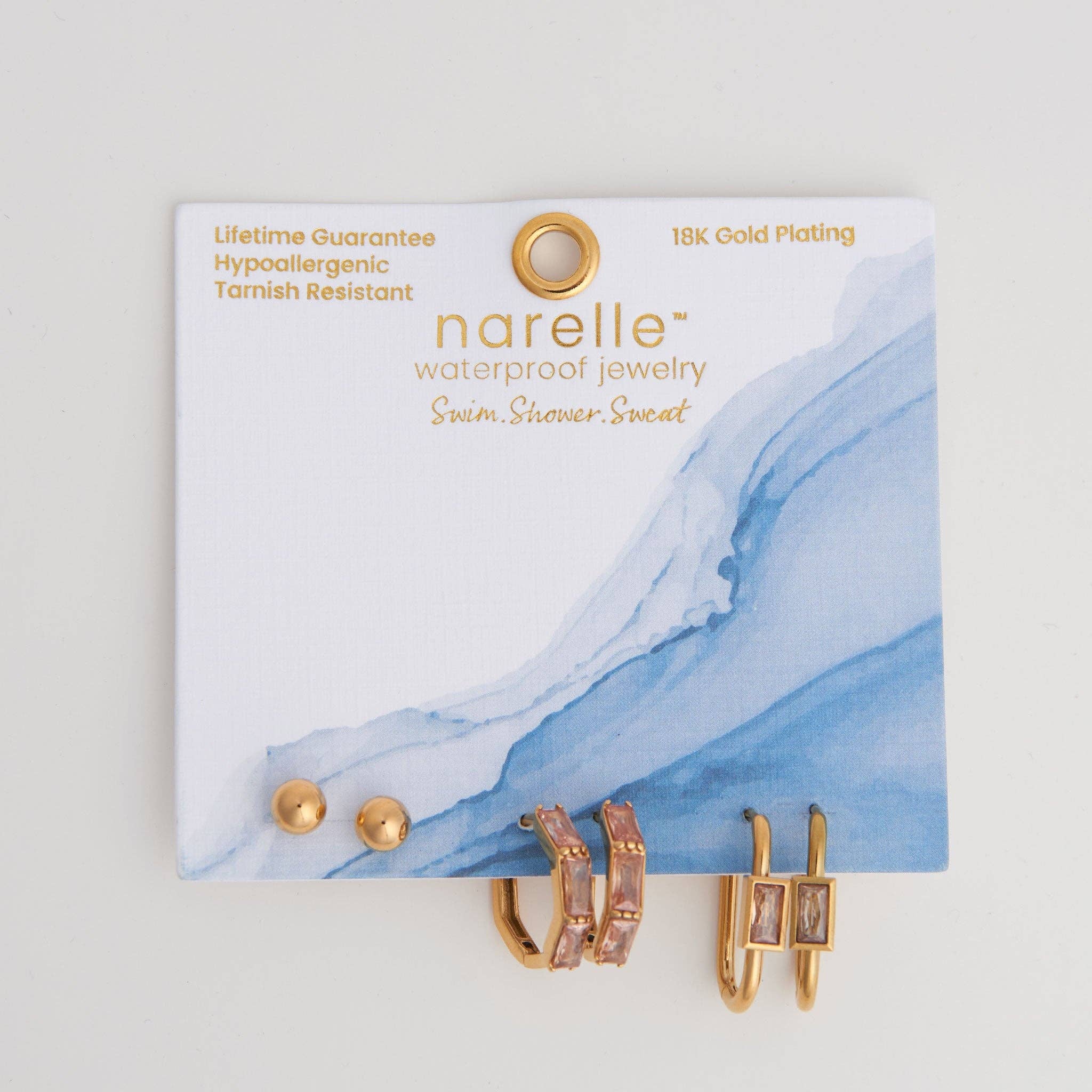 Waterproof Rectangle Hoop Earring Trio