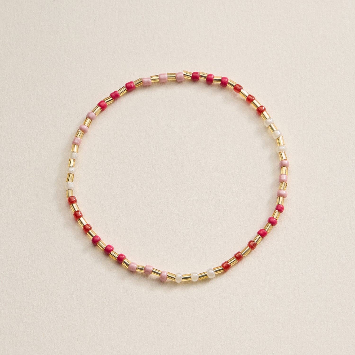 Beaded Heart Charm Stretch Bracelet
