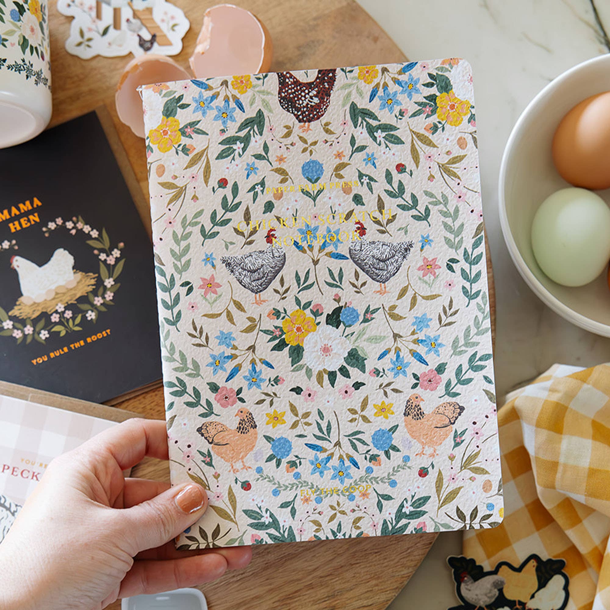 Chickens  & Flowers Stitched Notebook
