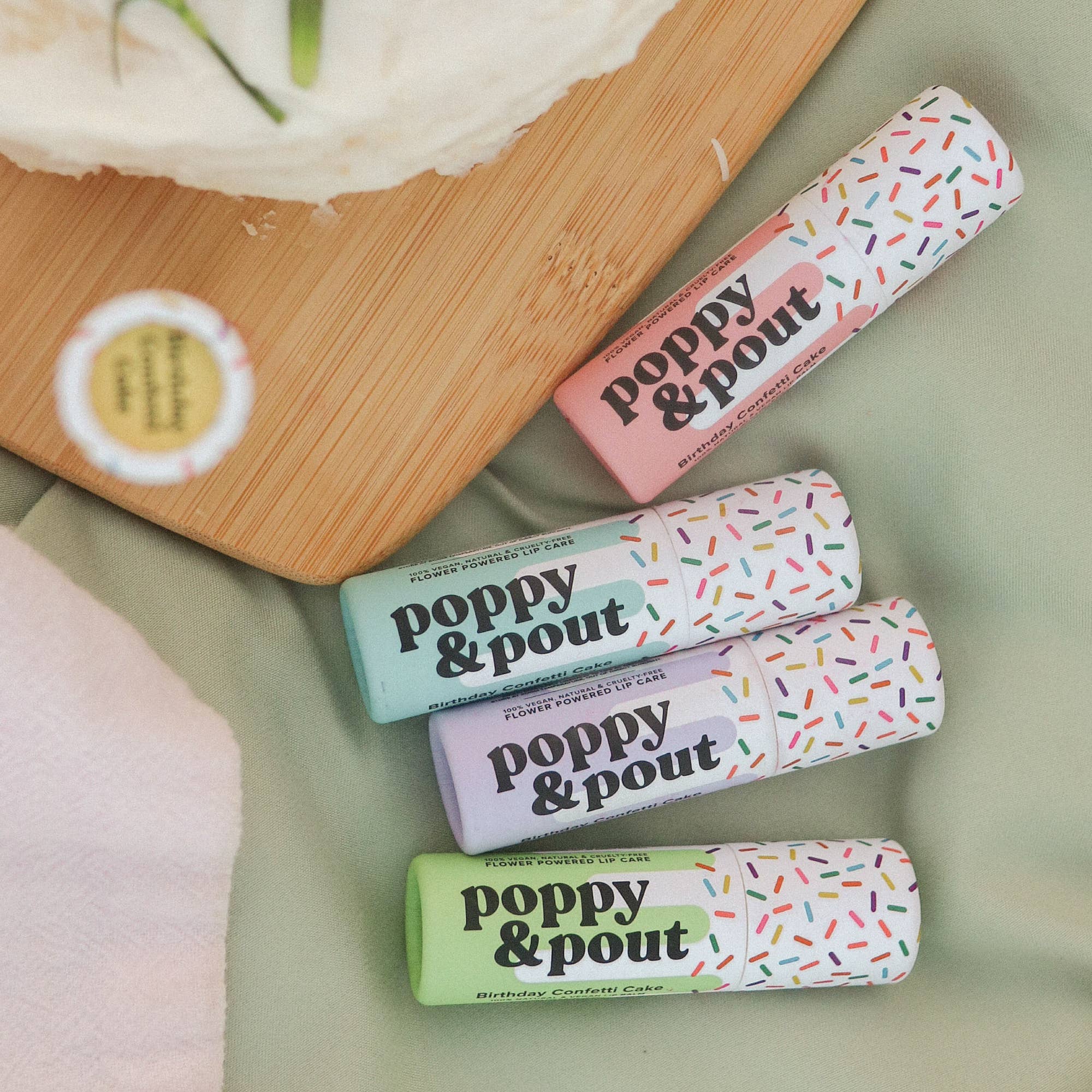 Lip Balm Birthday Confetti Cake Green