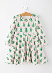 Christmas Pink Tree Twirl Dress