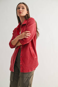 Garnet Red Waffle Jacket