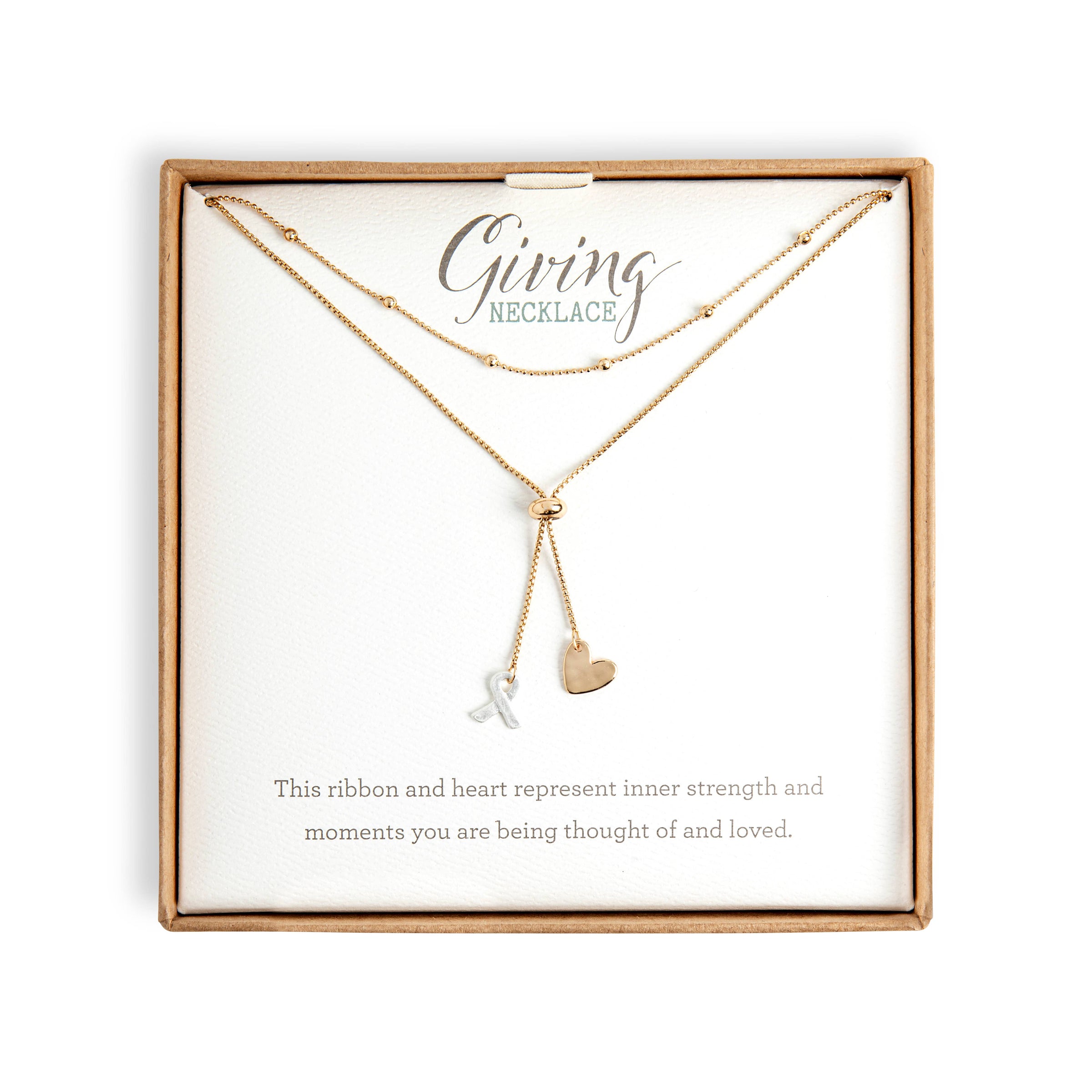 Charm Necklace Heart and Ribbon