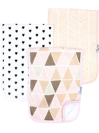 3 Pack Premium Burp Cloths - Blush