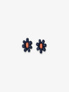 Navy Flower Beaded Post Earrings