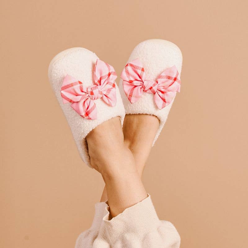 Festive Plaid Fuzzy Slippers