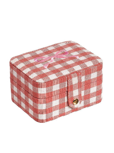 Gingham Bow Jewellery Box