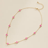 Enamel Clover Station Necklace