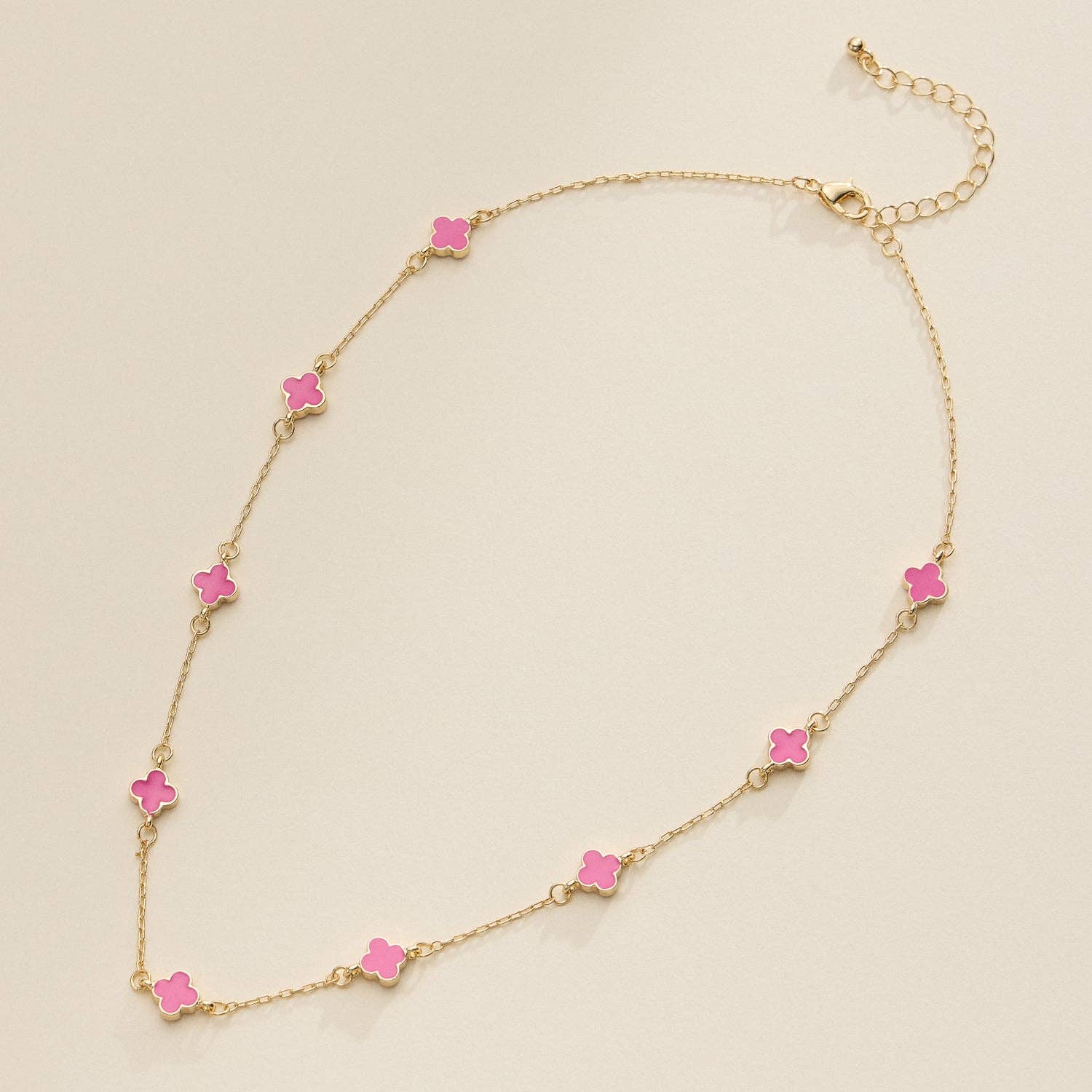Enamel Clover Station Necklace