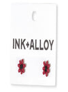 Red Flower Post Earrings