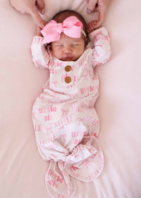 Newborn Little Sis Knot Gown & Hat Set