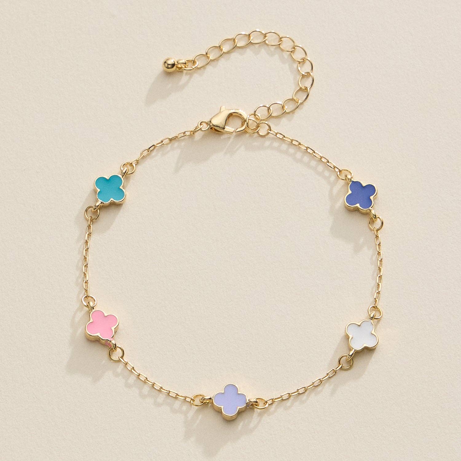 Enamel Clover Charm Bracelet