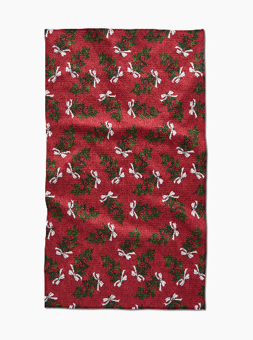 Christmas Berry Bow Tea Towel