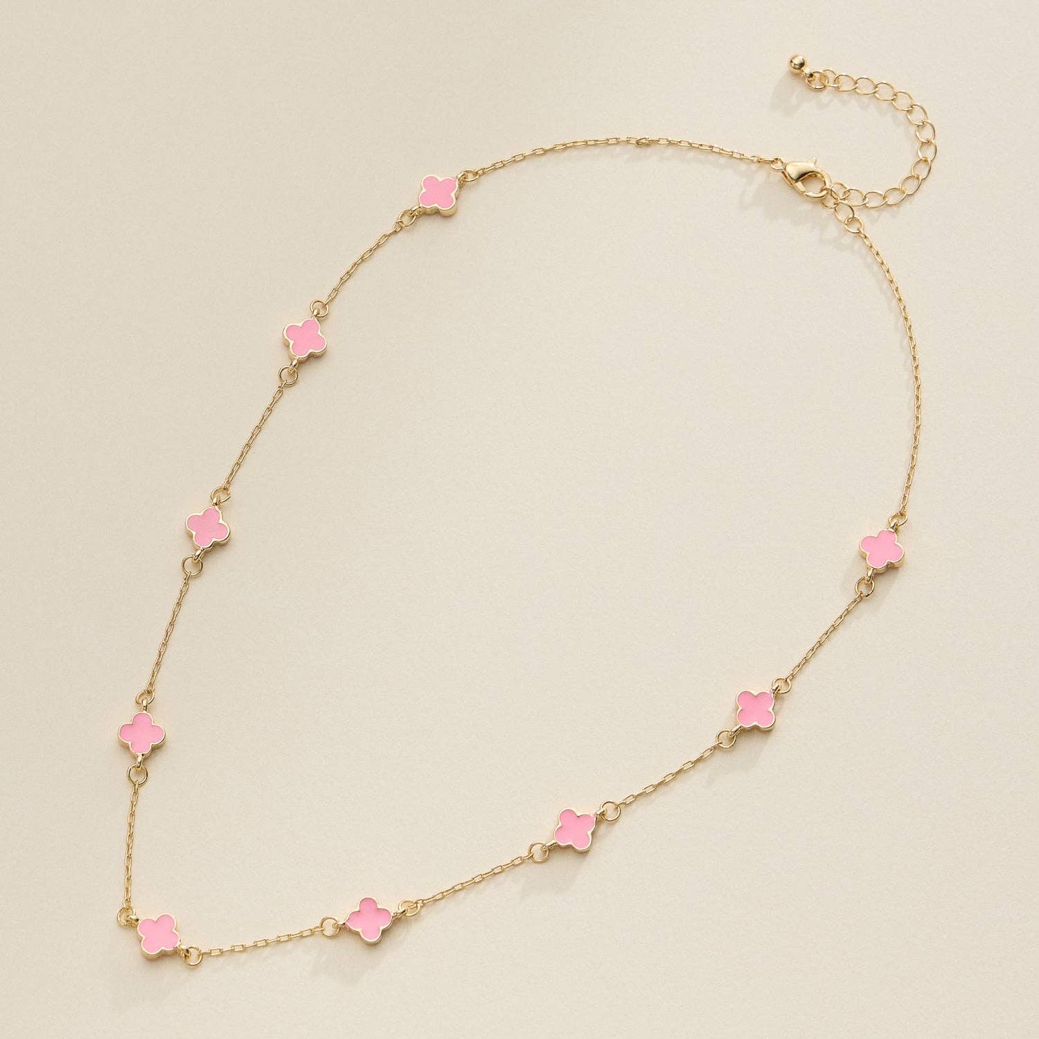 Enamel Clover Station Necklace