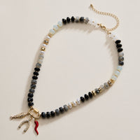 Bead Necklace with Trio Charms