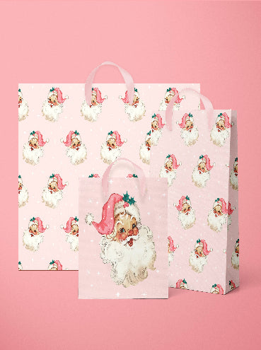 Retro Pink Santa Gift Bag
