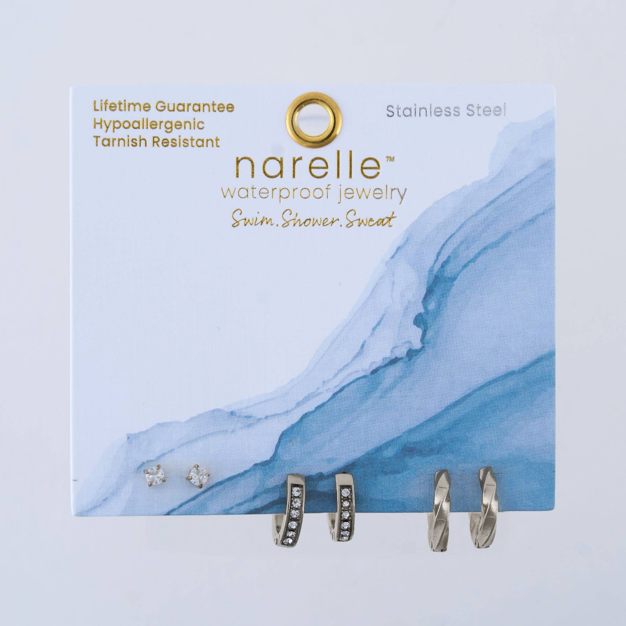 Waterproof Earrings Narelle Pave Hoop Earring Trios