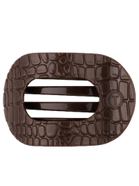Brown Crocodile Large Flat Round Hair Clip