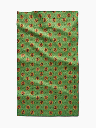 Artisanal Floral Green Tea Towel